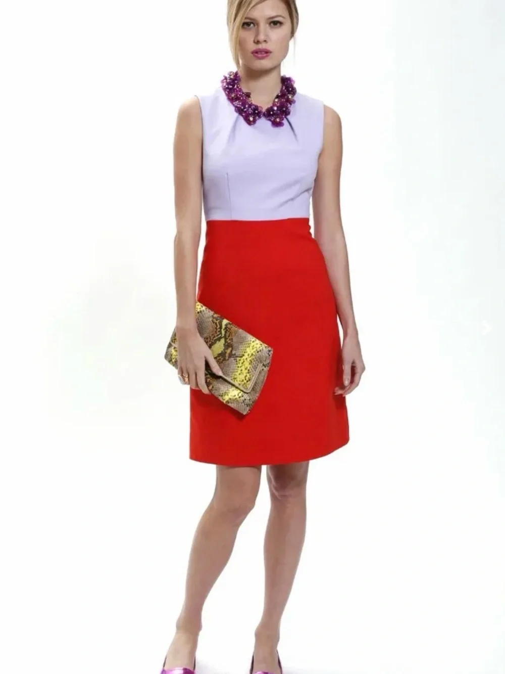 kate spade Colorblock Midi Skirt Dress in Lavender and Red